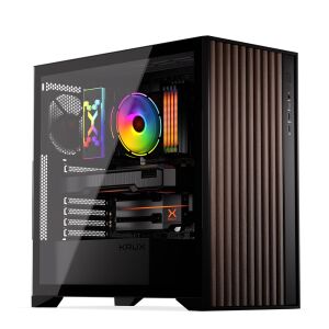 Krux Palum Midi Torony Számítógépház edzett üveg oldallappal és fa előlappal - Krux