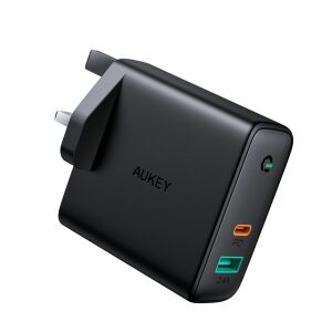 Aukey PA-D3 Hálózati USB-A + USB-C PD 3.0 töltő 60W Fekete (PA-D3) 141827984 - Aukey