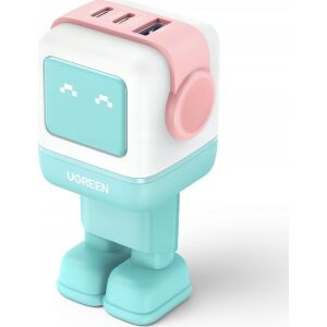 Wall charger Ugreen Nexode RG (Robot GaN) , 2x USB-C + USB, 65W (pink - blue) (35855) 141831792 - Ugreen