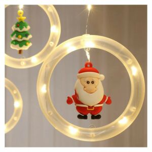 Közelkép a Karácsonyi Fényfüzér karácsonyi fényfüzérről Mikulás és karácsonyfa díszekkel - Nonbrand Fényfüzér