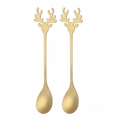 Karácsonyi rénszarvasos teáskanál szett - 2 darabos - arany 141855486