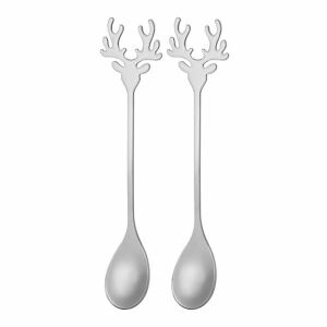 Karácsonyi rénszarvasos teáskanál szett - 2 darabos - ezüst 141855487 - Kanál