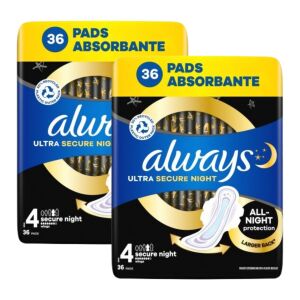 Always Ultra Secure Night podpaski, 2 opakowania po 36 sztuk - Always