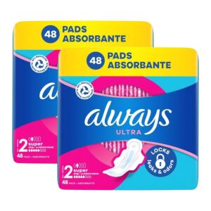 Always Ultra Long Damenbinden, 2 Packungen mit je 48 Stück - Damenbinden