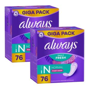 Always Daily Fresh Normal Slipeinlagen, 2 x 76 Stück Packung - Damenbinden