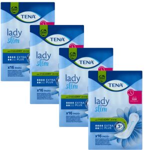 Tena Lady Slim Extra Plus inkontinencia betét, 4 csomag 16 darabos - Inkontinencia betét