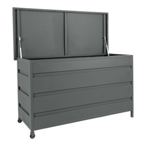 Ladă de depozitare pentru grădină din aluminiu House Nordic Cassis 650L deschisă, care arată interiorul - Dulapuri si lazi depozitare gradina