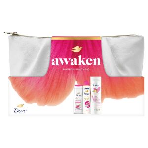 Set cadou Dove Awaken cu geantă cosmetică medie, cu gel de duș Replenishing, loțiune de corp Glowing Care și antiperspirant Dragonfruit & Coconut Cream - Frumusețe și sănătate