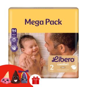 Libero Comfort Newborn Diapers Size 2 (3-6kg) Mega Pack with Finger Puppets Gift - Diaper Bag and Diaper