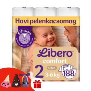 Pieluszki Libero Comfort Newborn Rozmiar 2, 188 sztuk z prezentem w postaci pacynki na palec - Libero Pielucha