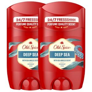 Two Old Spice Deep Sea deodorant sticks for men, providing 24/7 freshness with a perfume-quality scent. - Dezodor