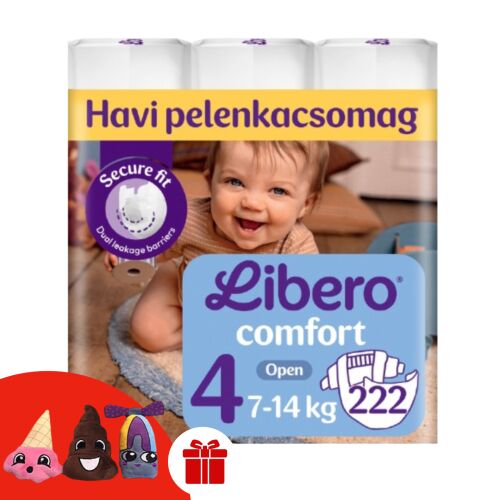Libero Comfort Mega Pack 4-es méret (7-14kg) 222 darabos pelenka + Ujjbáb ajándék