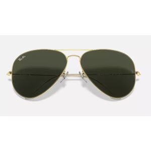 Slnečné okuliare Ray-Ban Aviator RB3025 L0205, zlatý rám, zelené šošovky, pohľad spredu - Pánske slnečné okuliare