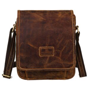Barna színű, bőr férfi postás táska fedővel - Peterson