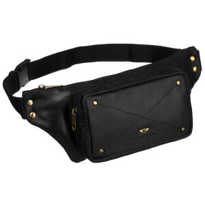 Biodrowa nerka męska w czarnym kolorze wykonana ze skóry naturalnej - Peterson 141909692 - Saszetka