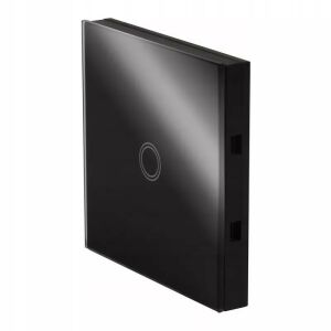Intrerupator Smart, control touch, panou sticla securizata, lumina de fundal, IP45, negru