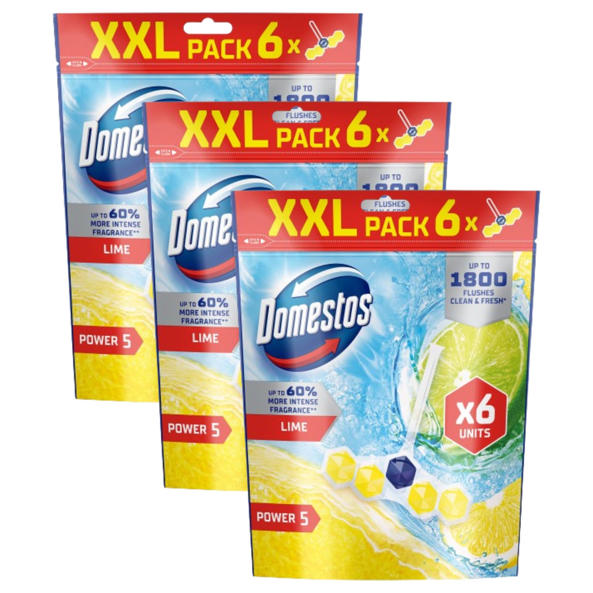E-shop Domestos Power5 Osviežujúci blok na toalety Vápno (18x50g)