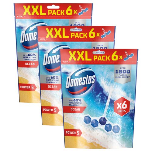 Domestos Power 5 Ocean WC frissítő blokk, XXL 6 darabos kiszerelés