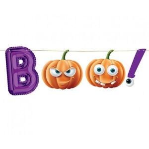 Banner Boo Halloween cu personaje dovleac - Decorațiuni de Halloween
