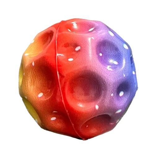 Minge Saltareata Hiperelastica, Flippy, Space Moon Ball foarte Elastica, Antistress pentru Copii, Diametru 66 mm, Multicolor Rosu 141942500