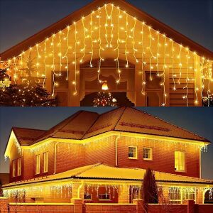 600 LED-es meleg fehér karácsonyi jégcsap fényfüzér házat díszítve - Nonbrand Fényfüzér