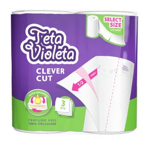 Violeta háztartási papírtörlő PIKNIK CLEVER CUT, felezhető lapokkal, 2 db 141947644 - Papírtörlő