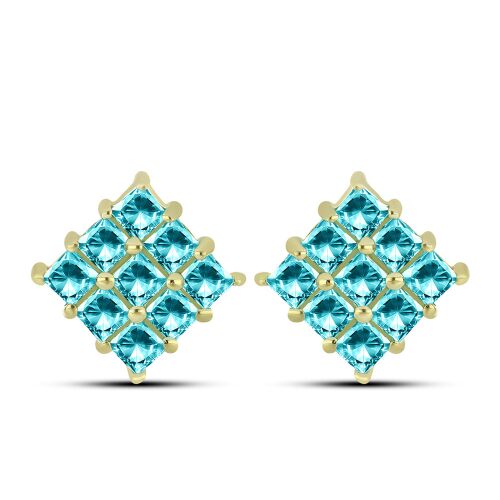 Arannyal Bevont Ezüst Fülbevaló Paraiba Kvarccal, Y61190 141951107