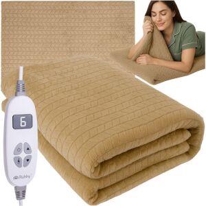 RUHHY 180x130 cm Elektromos Fűtött Kétszemélyes Takaró, 10 Hőmérsékleti Szint, Bézs