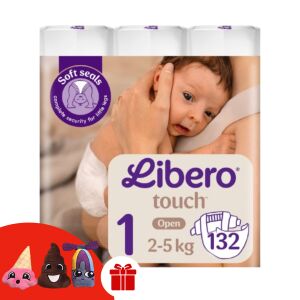Libero Touch Diaper 2-5kg Newborn 1 (132pcs) + Gift 3 pcs. 141954316 - Diaper Bag and Diaper