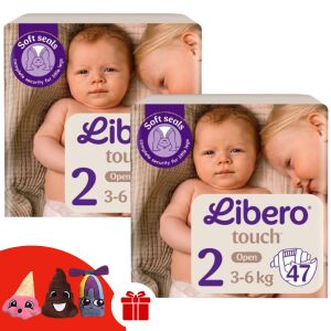 Гащички Libero Touch Newborn Размер 2 (94 броя) с подарък - кукли за пръсти - Libero