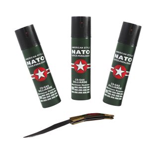 3 spray-uri de autoapărare NATO cu cuțit de buzunar model spaniol - Cutite si bricege