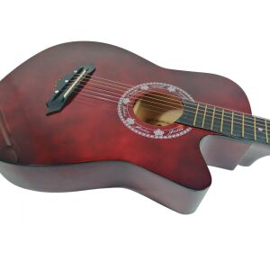Klasická drevená gitara 95 cm, bordový výrez 141964276 - Hudobné nástroje
