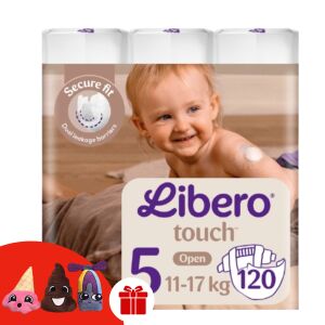 Libero Touch Veličina 5 (11-17kg) Paket pelena 120 komada s lutkama za prste - Libero