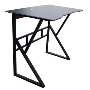 Gaming-Schreibtisch, Metallrahmen, glatte Platte mit Kabellöchern, Farbe schwarz, 100x60 cm, eCarla, STL20CZ