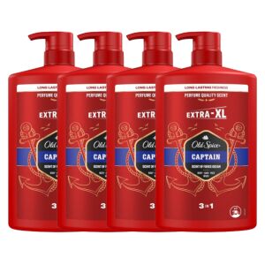 Old Spice Captain 3in1 Shampoo and Shower Gel, 4 x 1000ml pack - Bathroom