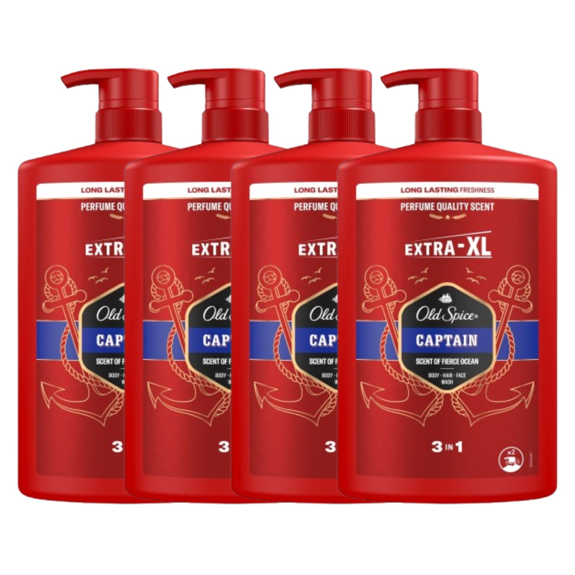E-shop Old Spice Captain 3v1 pánsky šampón a sprchový gél 4x1000ml