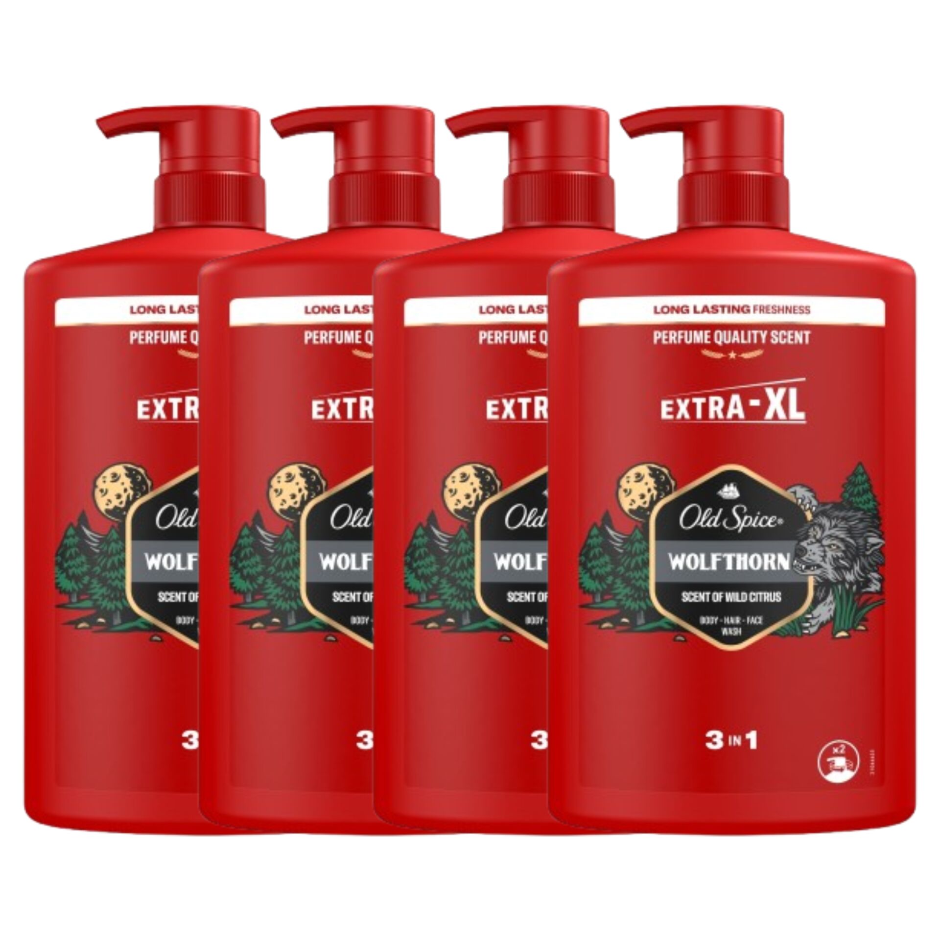 E-shop Old Spice Wolfthorn 3v1 Pánsky šampón a sprchový gél 4x1000ml