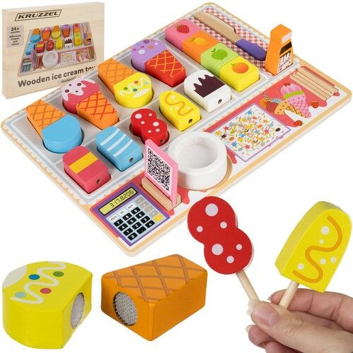 Aparat de înghețată din lemn cu velcro, set pentru prepararea înghețatei pentru copii 141965555