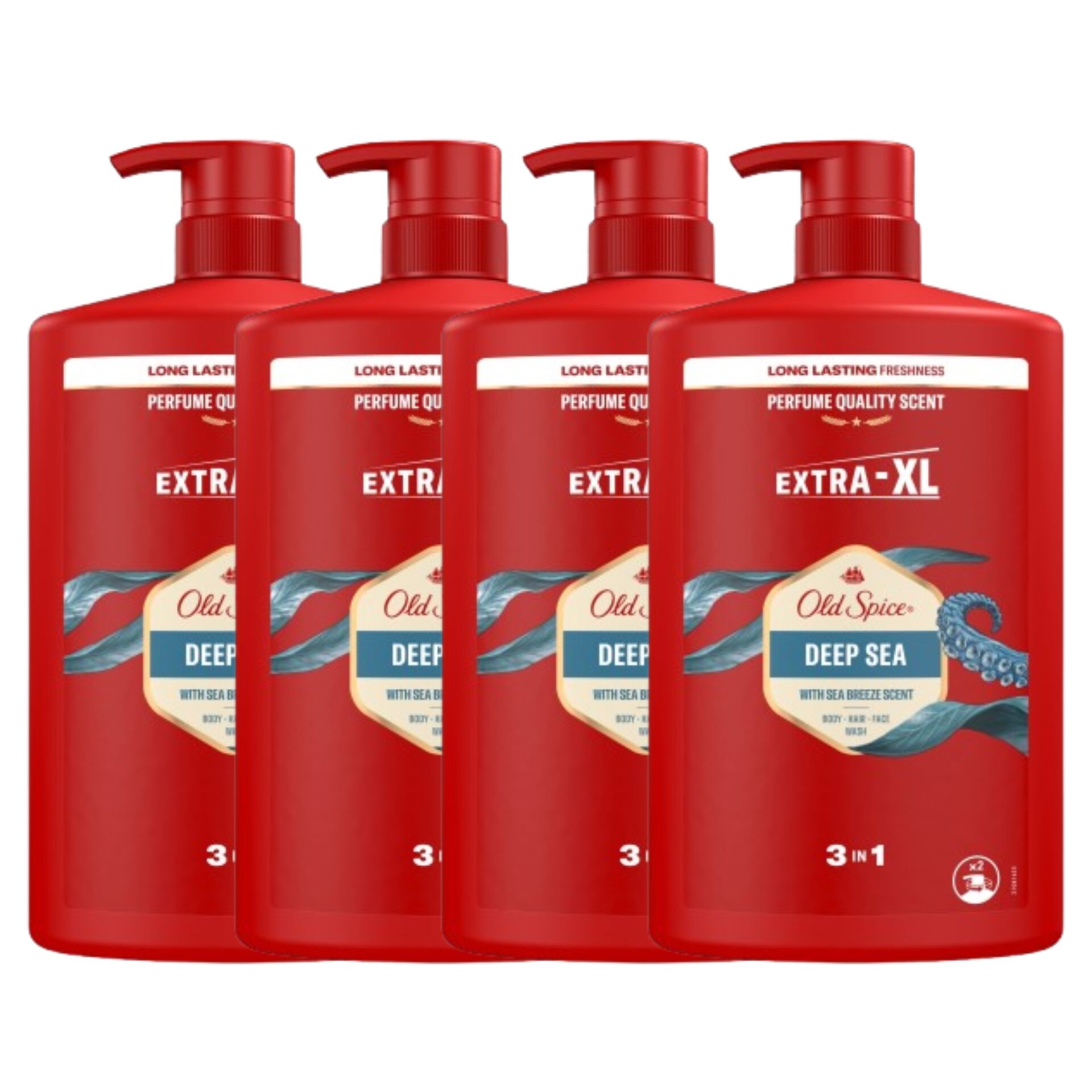 E-shop Old Spice Deep Sea 3v1 pánsky šampón a sprchový gél 4x1000ml