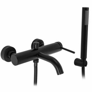Rea Spot Black Wandmontierte Badewannenarmatur mit Handbrause - WC-Sitze, Duschkabine, Wasserhahn, Duschtür, Badezimmerschrank, Wäschekörbe und Brausegarnitur