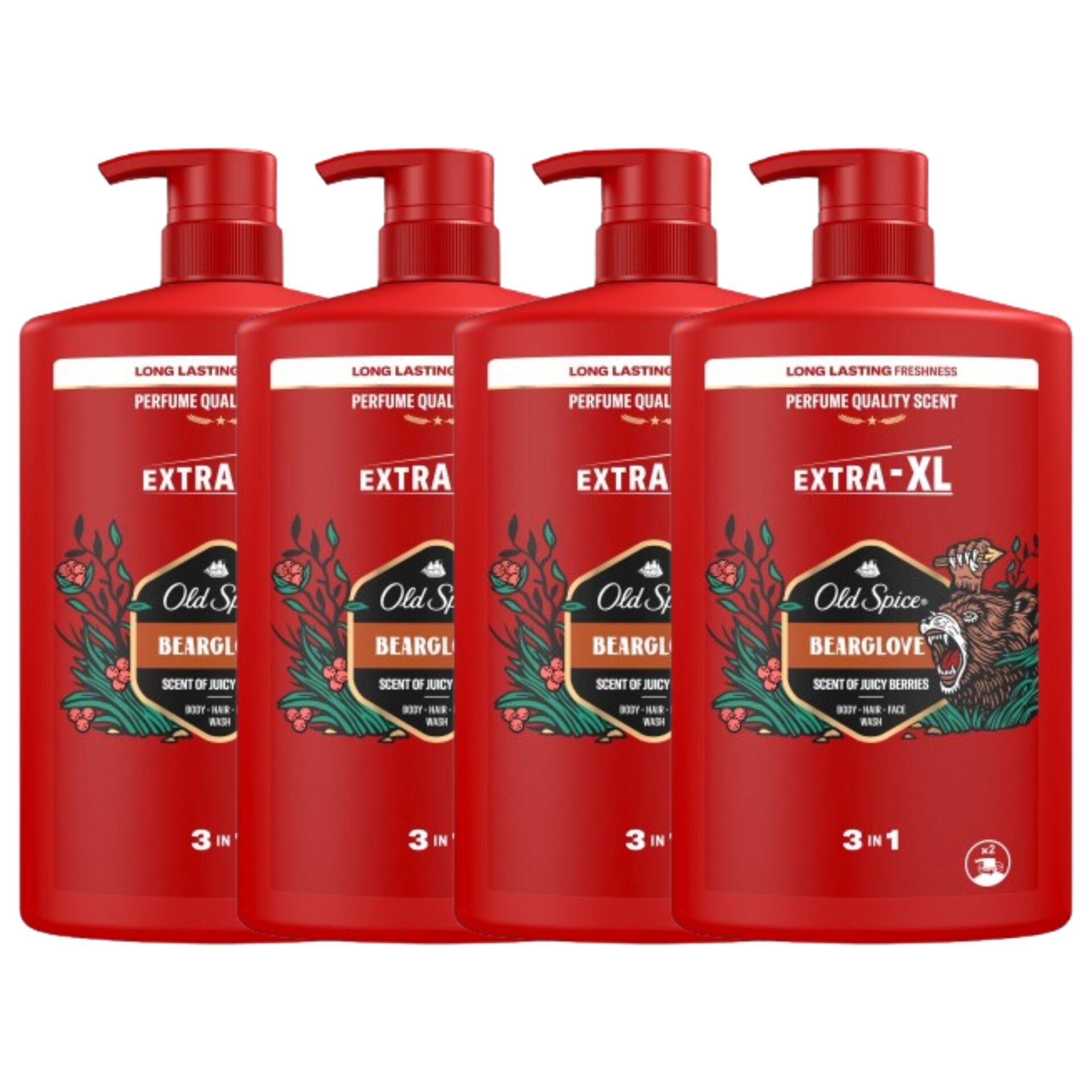 E-shop Old Spice Bearglove 3v1 pánsky šampón a sprchový gél 4x1000ml
