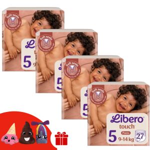 Libero Touch Junior 5-ös méret (9-14kg) 96 darabos bugyipelenka + Ujjbáb ajándék - Pelenka