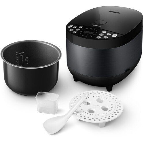 Philips HD4713/41 Multikocher mit Innentopf, Messbecher, Reislöffel und Dämpfeinsatz