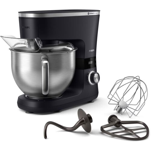 Кухненски робот Philips HR7962/01, Серия 7000, 1000 W, 8 скорости, Технология ProKnead, Perfect mixing system, Кука за тесто, Лопатка и бъркалка, Купа 5,5 л, Капак против... 141967177