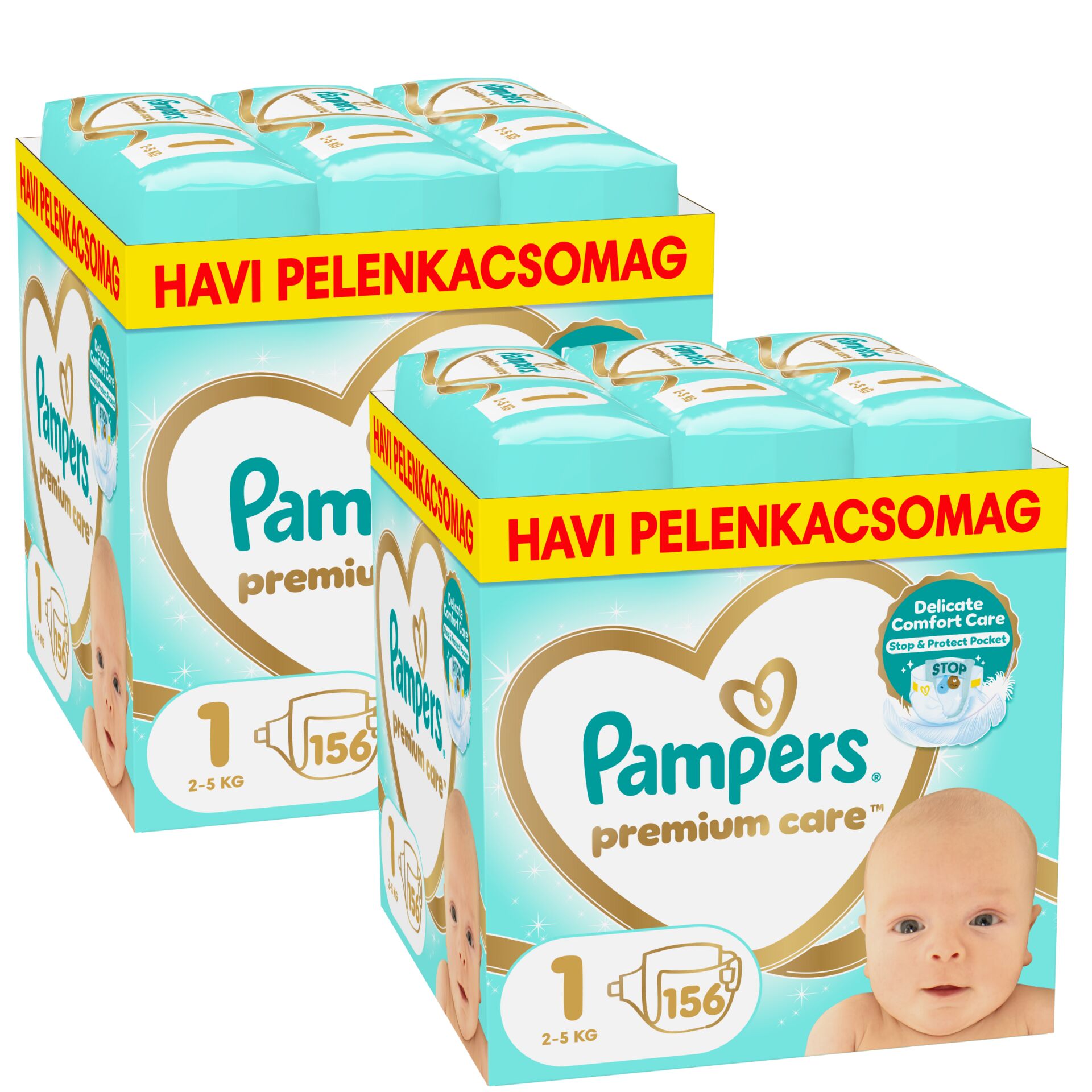 E-shop Mesačné balenie plienok Pampers Premium Care 2-5kg Newborn 1 (2x156ks)