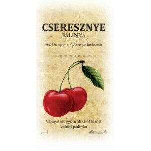 Cseresznye pálinka üveg címke matrica - Bor & Pálinka főzés