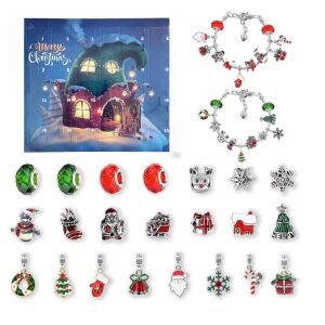 Adventní kalendář  - Náramky s přívěsky  - Vánoční chýše