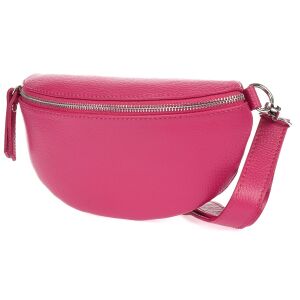 Fuksjowa Damska Skórzana Włoska Saszetka Nerka na pasek B68 141970115 - Saszetka