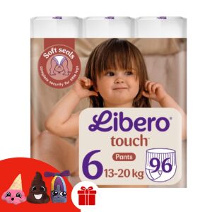 Libero Touch Junior Mărimea 6 (13-20kg) 96 buc. Chiloței-scutece cu marionete de deget - Schimbarea scutecelor