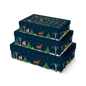 Díszdoboz Clairefontaine/Eurowrap Woodland sötétkék, 3 db